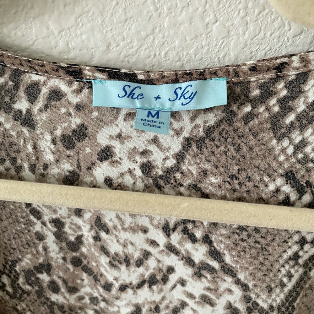 Snake Print Wrap Flutter Sleeve Crop Blouse Nwot - image 7